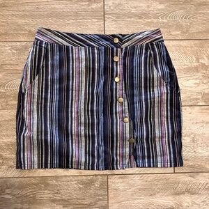 Chic Striped Mini Skirt with Button Detail